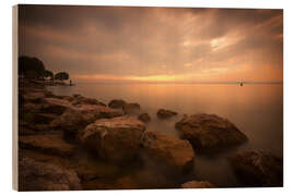 Wood print Lake Garda Bardolino Sunset Italy