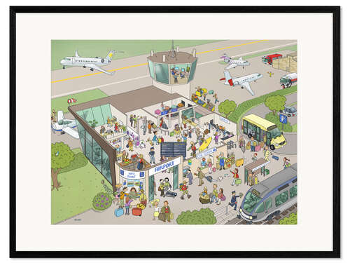 Gerahmter Kunstdruck Flughafen Wimmelbild