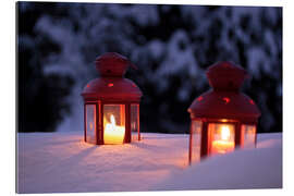 Gallery print Red lanterns in the snow