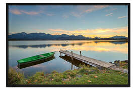 Gerahmter Kunstdruck Sonnenuntergang am Hopfensee im Allgäu