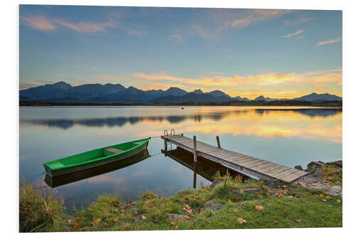 Stampa su PVC Sunset at Hopfensee in Allgäu, Bavaria