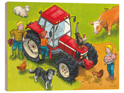 Obraz na drewnie Red Tractor