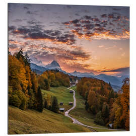 Magnettafel Sonnenuntergang über der Zugspitze, Bayern, Deutschland