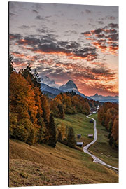 Aluminium print Sunset over Zugspitze Mountain, Bavaria