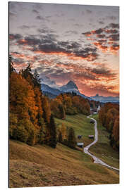 Magnettafel Sonnenuntergang über der Zugspitze, Bayern