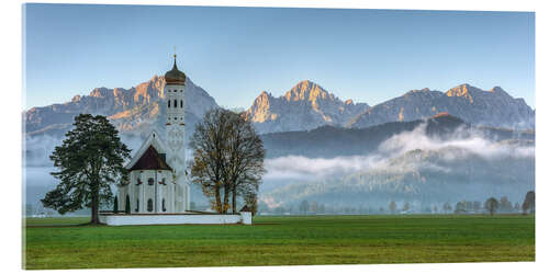 Akrylbillede Church St. Coloman in Allgaeu autumn