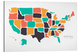 Magnettafel USA Landkarte modern abstrakt mit runden Formen