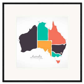 Framed art print Australia map modern abstract with round shapes