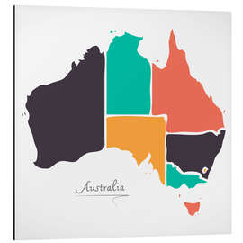 Magnettafel Australien Landkarte modern abstrakt mit runden Formen