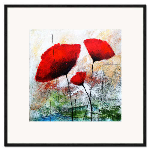 Ingelijste kunstdruk Poppy flowers II