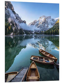 Foam board print Early Morning on Lake Braies, Dolomites