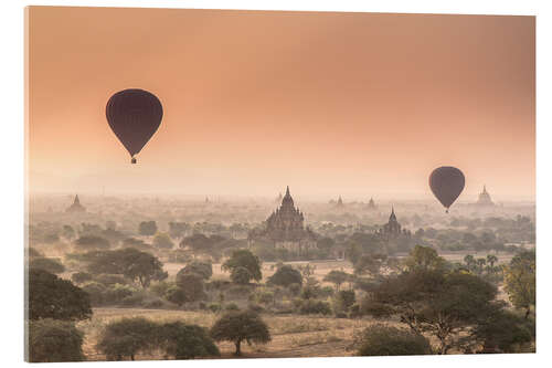 Akrylbilde Balloons over Bagan 