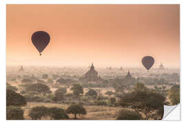 Selvklæbende plakat Balloons over Bagan 