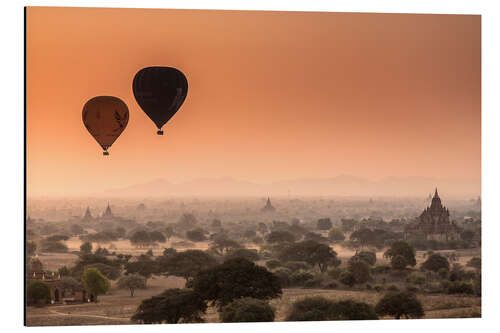 Aluminium print Balloons over Bagan