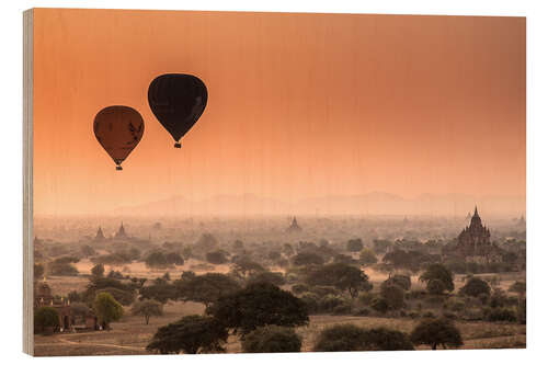 Hout print Balloons over Bagan