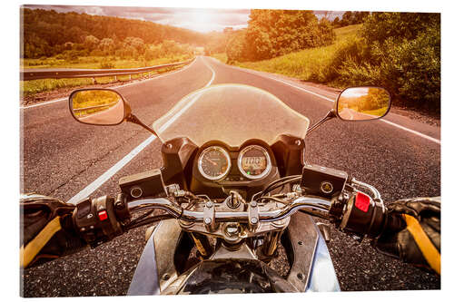 Acrylic print Riding along the asphalt road