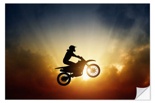 Sticker mural Motard au coucher du soleil
