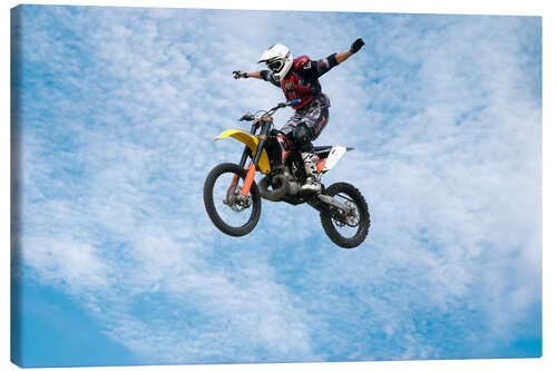 Canvas print Motorcycle racer jumping