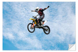 Selvklebende plakat Motorcycle racer jumping