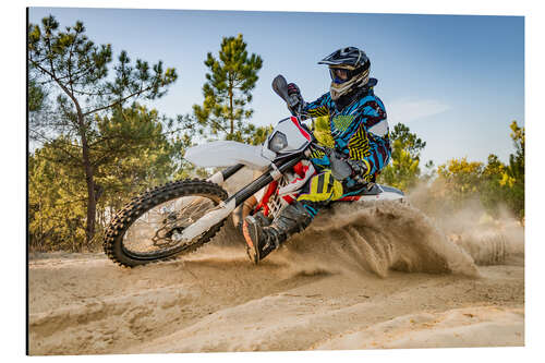 Stampa su alluminio Motociclista Enduro su terreno sabbioso