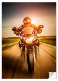 Wall sticker Biker racing on the road
