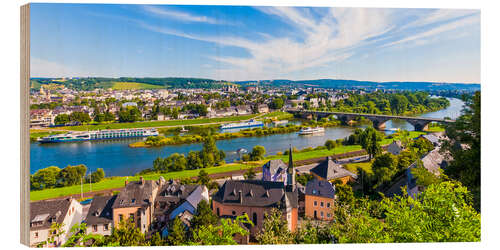 Holzbild Schiffe auf der Mosel in Trier