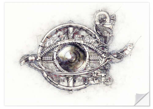 Selvklebende plakat Sketch technical eye