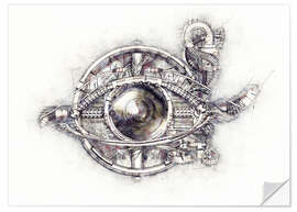 Selvklebende plakat Sketch technical eye