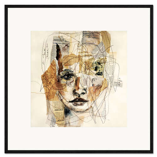 Framed art print woman collage