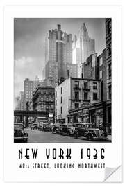 Selvklebende plakat Historic New York: Manhattan, 48th street, looking northwest