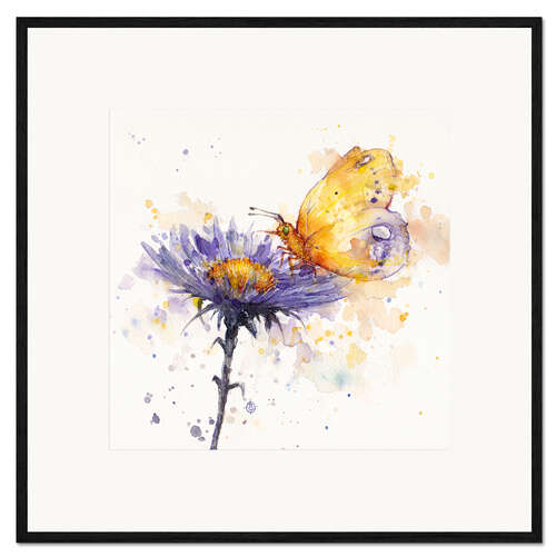 Innrammet kunsttrykk Flowers & flutters (sommerfugl og blomst)