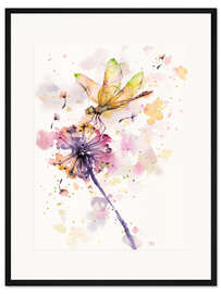 Gerahmter Kunstdruck Libelle und Löwenzahn