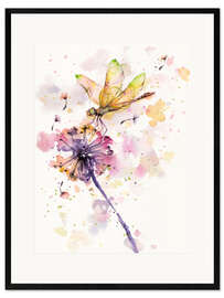 Framed art print Dragonfly &amp; dandelion