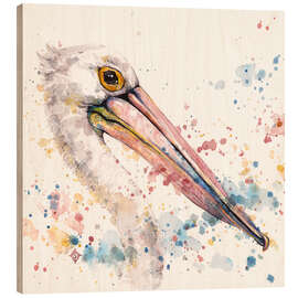 Wood print Pelican