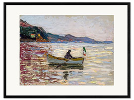 Impression artistique encadrée Rapallo, bateau en mer