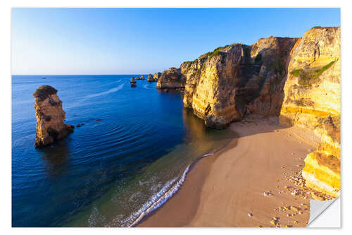 Selvklebende plakat Beach near Lagos in the Algarve