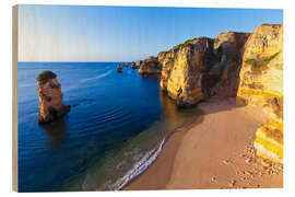 Holzbild Strand Praia da Dona Ana bei Lagos an der Algarve