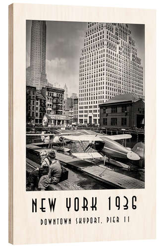 Hout print Historical New York, Downtown Skyport, Pier 11