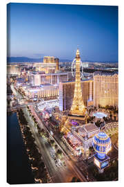 Tableau sur toile Tour Eiffel et Strip de Las Vegas la nuit - Matteo Colombo