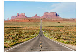 Hartschaumbild US Route 163, die zu dem Monument Valley führt, Arizona, USA