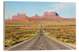 Wood print US route 163 leading to Monument Valley, Arizona, USA