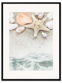 Plakat artystyczny premium w ramie Sea Beach with starfish