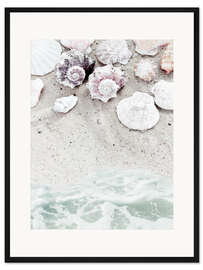 Gerahmter Kunstdruck Meeresstrand mit Muscheln