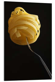 Gallery print Raw tagliatelle on a fork