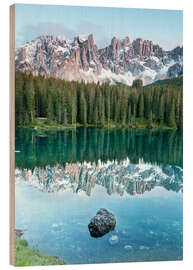 Holzbild Karersee (Lago di Carezza)