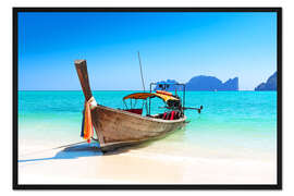 Gerahmter Kunstdruck Holzboot in Thailand