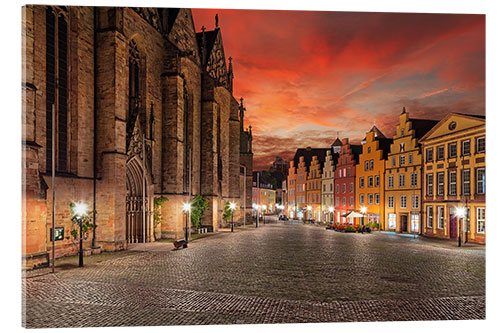 Akryylilasitaulu Osnabrück, Marktplatz evening