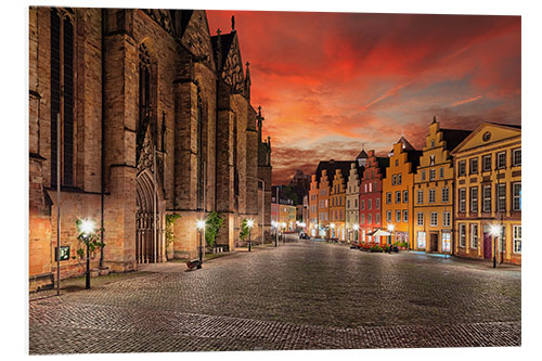 Foam board print Osnabrück, Marktplatz evening