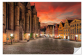 Selvklebende plakat Osnabrück, Marktplatz evening