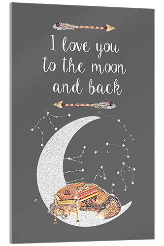 Quadro em acrílico I love you to the moon and back